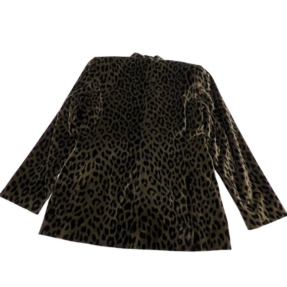 Bicci Florine Wachter Velvet Animal Print Jacket, USA, Vtg, Olive Black, 12 - Picture 10 of 13